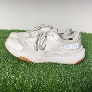 HOKA Women's Transport Casual Walking Shoe in White/Gum